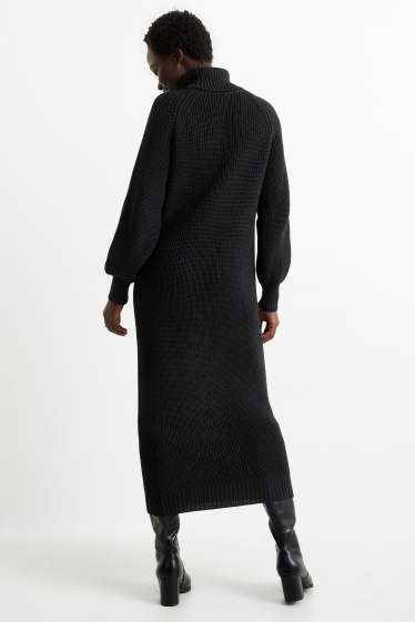 Dona - Vestit de punt de mitja - acanalat - negre