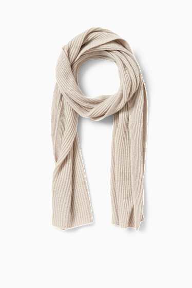 Damen - Kaschmir-Strick-Schal - hellbeige