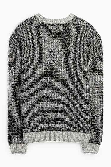 Mężczyźni - Sweter oversize - czarny-melanż