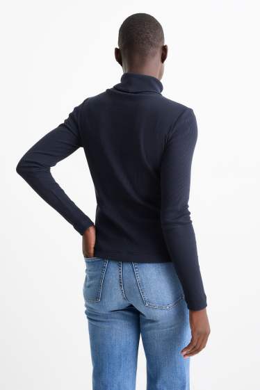 Femmes - Lot de 2 - haut à col roulé basique - bleu foncé / blanc
