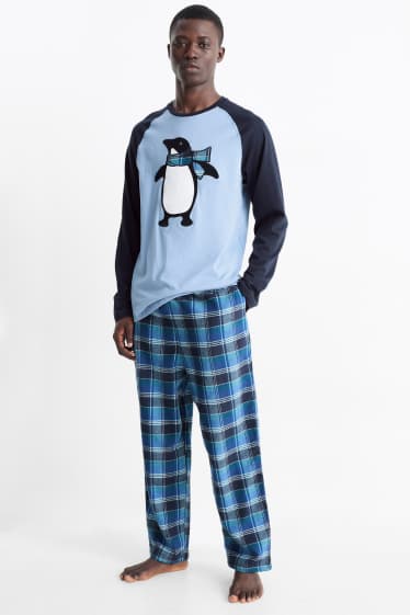 Hommes - Pyjama doté d'un pantalon de flanelle - bleu clair