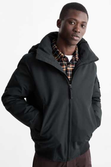 Uomo - Giaccone con cappuccio - idrorepellente - nero