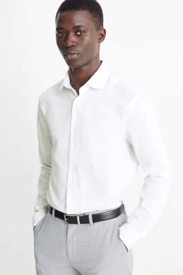 Herren - Businesshemd - Slim Fit - Clubkragen - bügelfrei - weiß