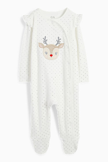 Baby: meisjes - Rendier - babypyjama voor kerst - wit
