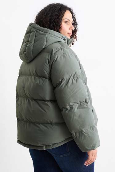 Damen - Steppjacke mit Kapuze - wasserabweisend - grau