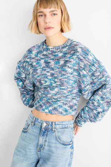 Dona - Jersei crop - estructurat - blau