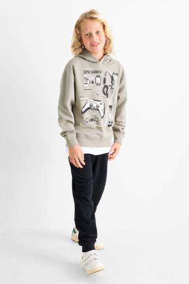 Bambini - Set - felpa con cappuccio e pantaloni sportivi - 2 pezzi - gaming - grigio