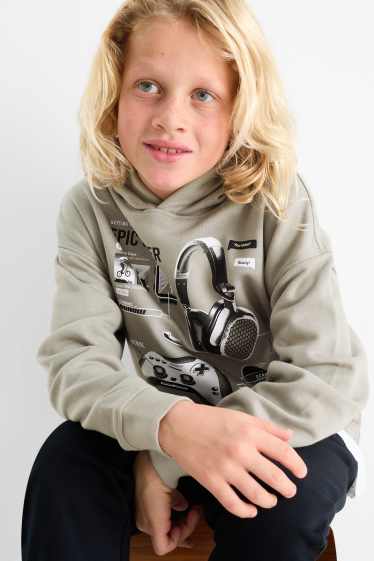 Bambini - Set - felpa con cappuccio e pantaloni sportivi - 2 pezzi - gaming - grigio
