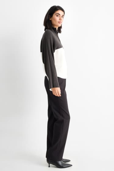 Femmes - Pantalon de bureau - mid waist - slim fit - noir