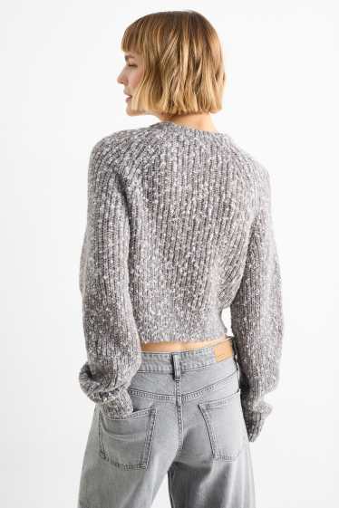 Dames - Korte trui - geribd - grijs