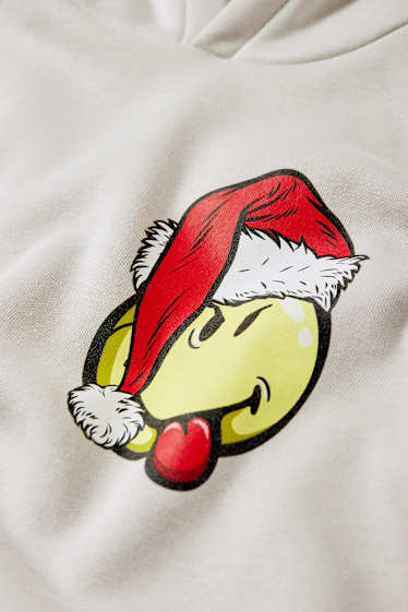 Kinderen: jongens - SmileyWordl® - hoodie voor de kerst - lichtgrijs