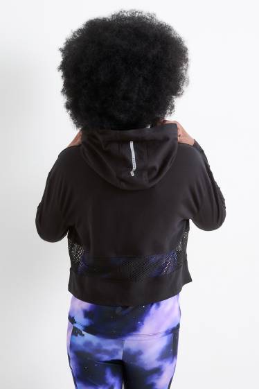 Bambine - Set - felpa con cappuccio e top tecnici - 2 pezzi - nero