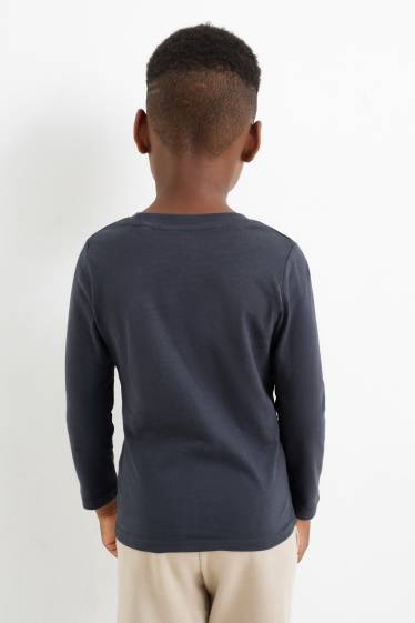 Kinder Jungen - Multipack 3er - Skater-Krokodil - Langarmshirt - blau / beige