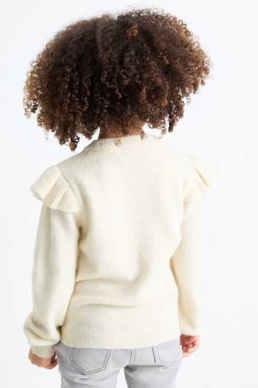 Bambine - Fiocco - maglione - effetto brillante - beige