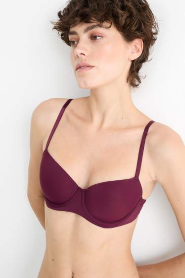 Damen - BH mit Bügel - DEMI - wattiert - LYCRA® - bordeaux