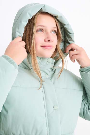 Kinder Mädchen - Steppjacke mit Kapuze - mintgrün