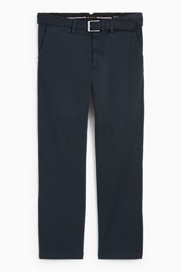 Herren - Chino mit Gürtel - Regular Fit - dunkelblau