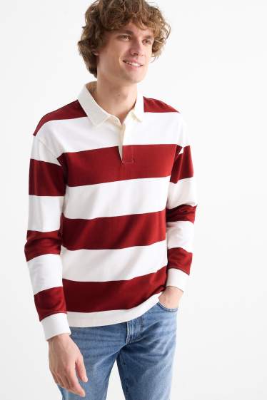 Herren - Poloshirt - gestreift - dunkelrot