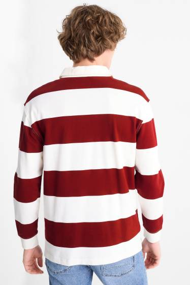 Herren - Poloshirt - gestreift - dunkelrot