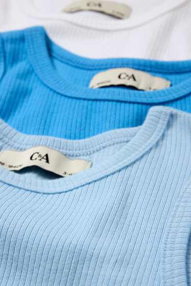 Bambini - Confezione da 3 - canotta - a coste - azzurro