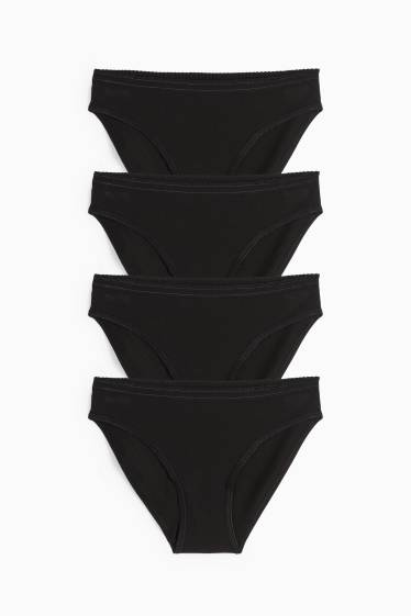 Dames - Set van 4 - slip - zwart