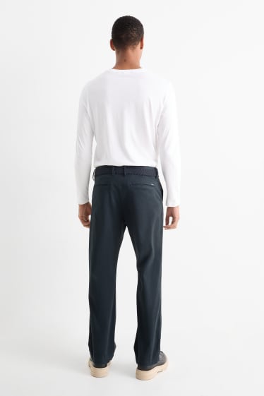 Herren - Chino mit Gürtel - Regular Fit - dunkelblau
