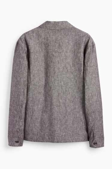 Herren - Hemdjacke - Leinen-Mix - hellgrau