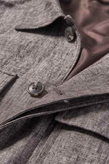 Herren - Hemdjacke - Leinen-Mix - hellgrau