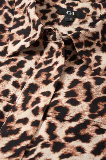 Donna - Vestito a camicia in viscosa - con motivi - beige / marrone