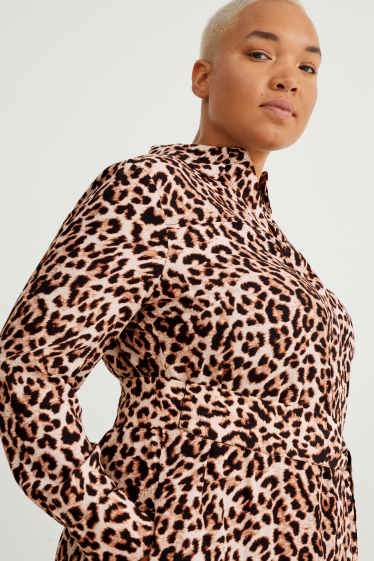 Donna - Vestito a camicia in viscosa - con motivi - beige / marrone