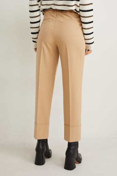 Damen - Stoffhose - Mid Waist - Tapered Fit - beige