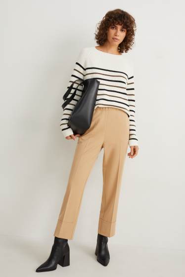 Damen - Stoffhose - Mid Waist - Tapered Fit - beige