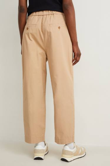 Donna - Pantaloni - vita alta - tapered fit - marrone chiaro