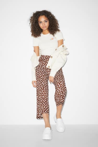 Femei - CLOCKHOUSE - pantaloni culotte - cu flori - maro