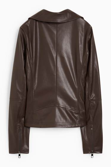 Femmes - Blouson motard - synthétique - marron foncé