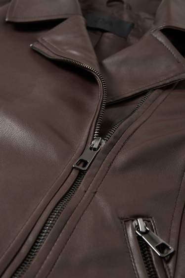 Femmes - Blouson motard - synthétique - marron foncé