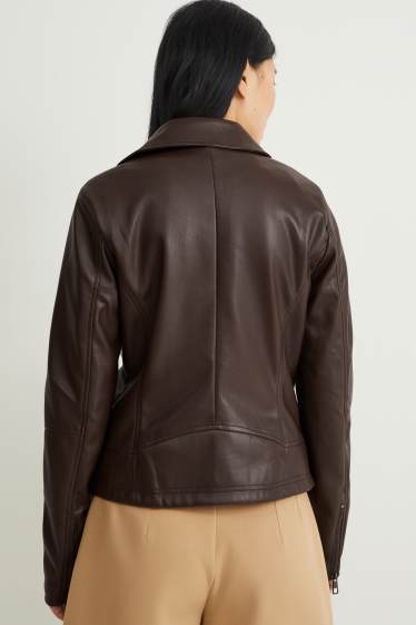 Femmes - Blouson motard - synthétique - marron foncé