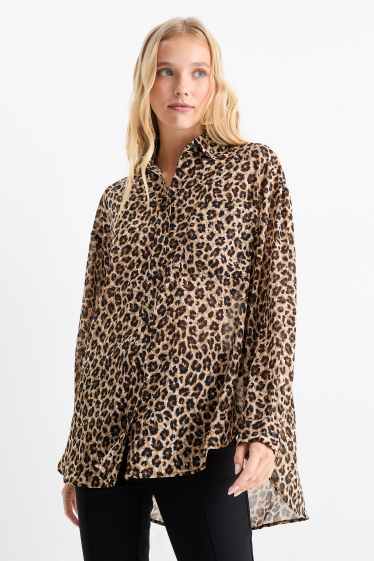 Dames - Blouse - luipaardprint - beige / bruin