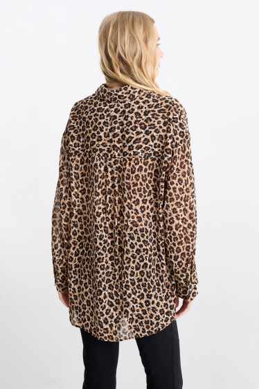 Dames - Blouse - luipaardprint - beige / bruin