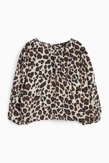Damen - Bluse - Leo-Print - beige / braun