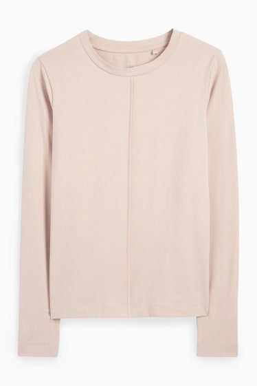 Damen - Basic-Langarmshirt - hellbeige