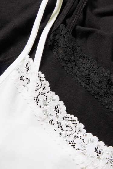 Dames - Set van 2 - hemdje - zwart / wit