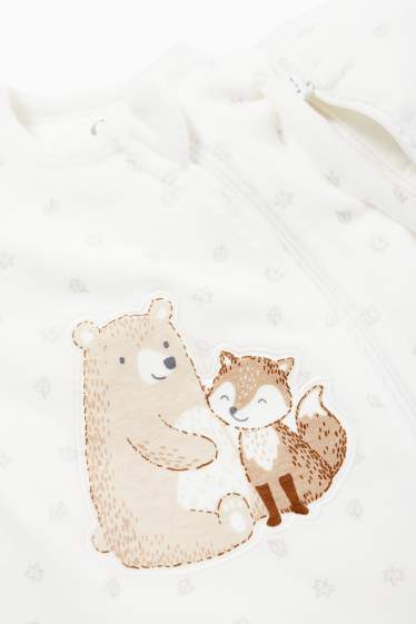 Bébés garçons - Ourson et renard - gigoteuse pour bébé - 0 à 6 mois - blanc crème