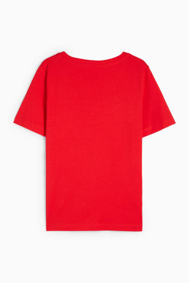 Damen - Basic-T-Shirt mit V-Ausschnitt - Regular Fit - rot