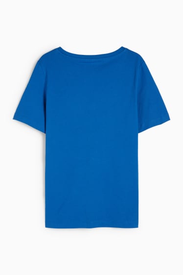 Damen - Basic-T-Shirt mit V-Ausschnitt - Regular Fit - blau