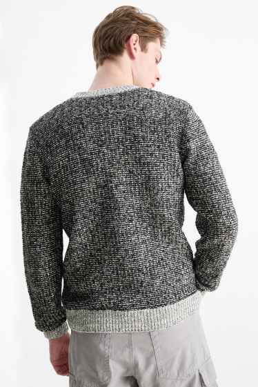 Mężczyźni - Sweter oversize - czarny-melanż