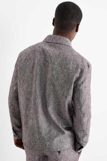 Herren - Hemdjacke - Leinen-Mix - hellgrau