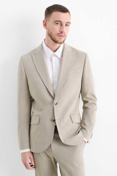 Heren - Colbert uit het combi-systeem - slim fit - elastisch - licht beige