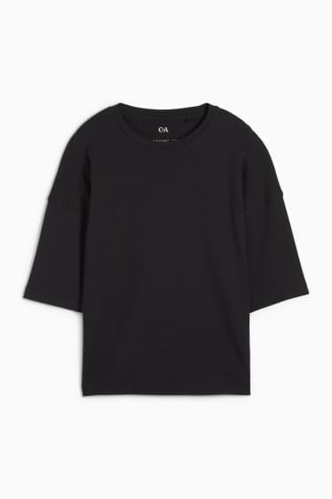 Dames - Basic T-shirt - oversized - zwart