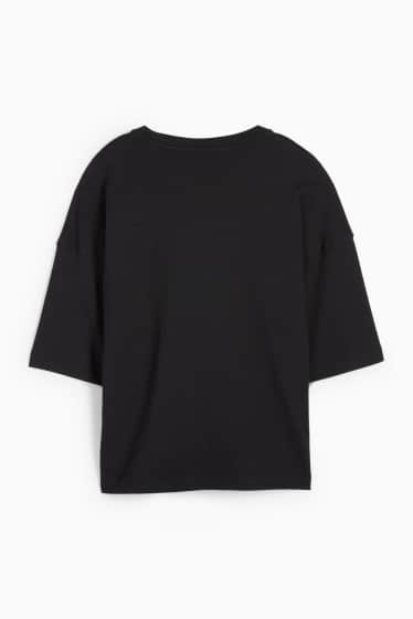 Dames - Basic T-shirt - oversized - zwart